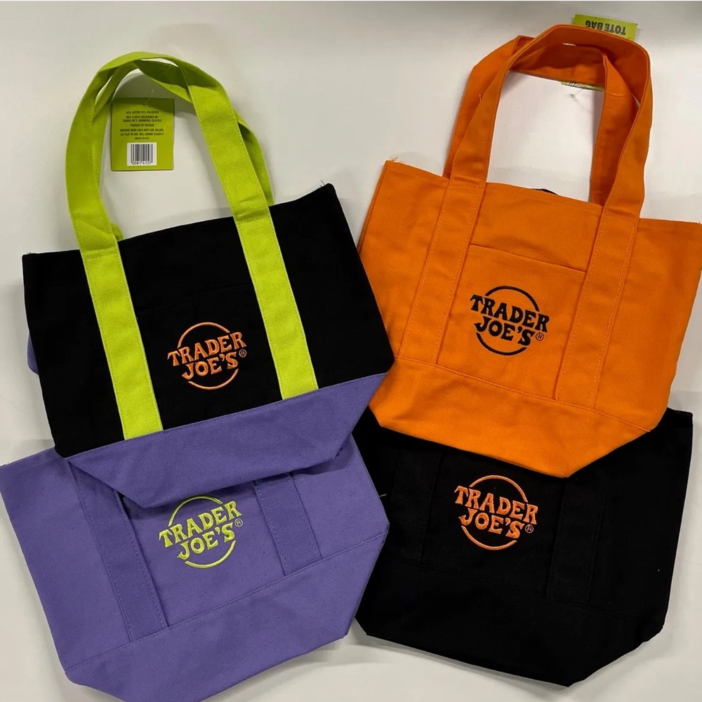 NWT Trader Joes Mini Halloween Tote Bags Bundle of Four - Picture 6 of 7